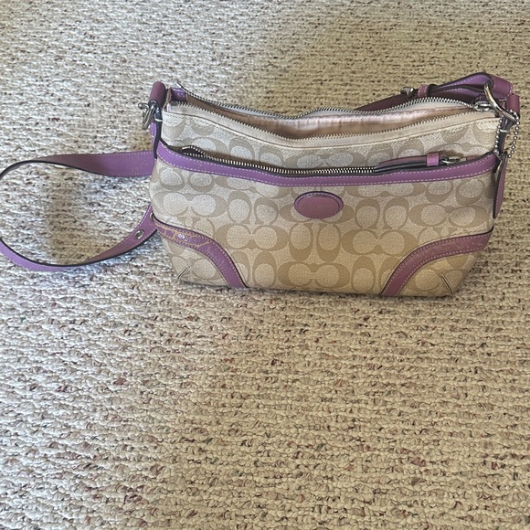 Coach Beige and Purple Crossbody Bag - Picture 1 of 6